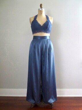 Altard State Blue Lace Halter Crop Top